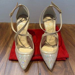 Christian Louboutin - Heeled Sandals - Beige with sequins - size 35